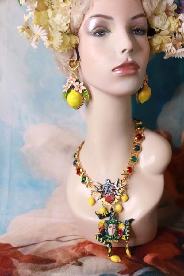 SOLD! 10378 Sicilian Lemon Flower Lemon Earrings - Image 3