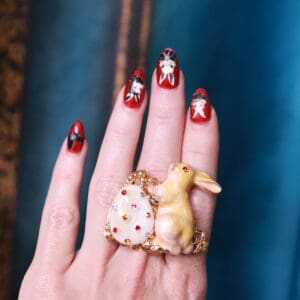 141 Enamel Massive Bunny Easter Cocktail Ring