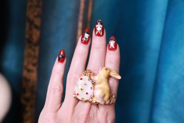 141 Enamel Massive Bunny Easter Cocktail Ring