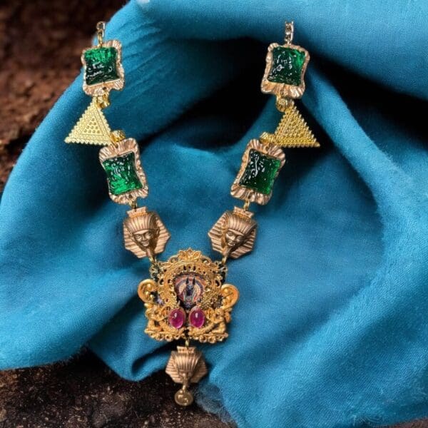 134 Egyptian Revival Pharaoh Cameo Statement Necklace