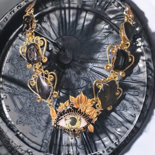 133 Genuine Agate An Eye Unusual Statement Necklace