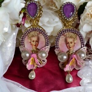 SOLD! 147 Marie Antoinette Pink Earrings Studs