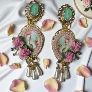 SOLD! 160 Marie Antoinette Light Weight Cameo Statement Earrings