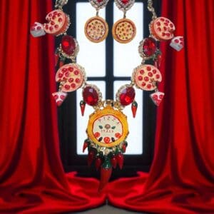 167 Italian Baroque Pizza Set Of Necklace+ Earrings