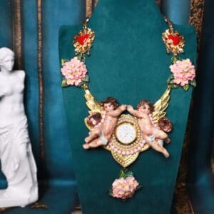 SOLD! 178 Baroque Clock Watch Winged Necklace