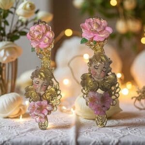 SOLD! 174 Baroque Small Sleeping Cherubs Earrings