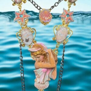 SOLD! 172 Virgo Mermaid Genuine Larimar Gemstones Statement Necklace