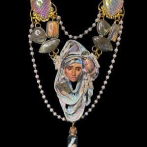 SOLD! 171 Mermaid Nautical Genuine Labradorite Gemstones Statement Necklace