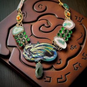 179 Dragon Genuine Agate Dragon Statement Necklace