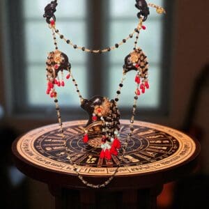 181 African Heads Dangle Enamel Necklace