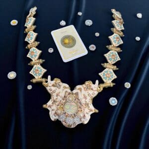 193 Baroque White Unicorns Enamel Necklace