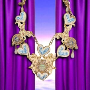 SOLD! 194 Baroque White Unicorns Enamel Necklace