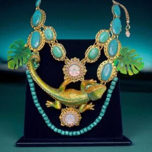 SOLD! 192 Baroque Art Jewelry Lizard Genuine Turquoise Statement Necklace