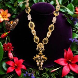 197 Baroque V Cross Long Massive Necklace