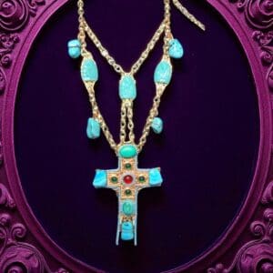SOLD! 200 Baroque Turquoise Massive Cross Necklace