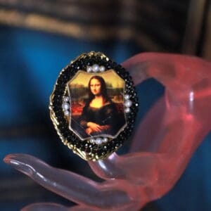 SOLD! 237 Mona Lisa Cameo Green Flower Cocktail Adjustable Ring