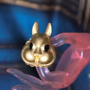 243 Baroque Massive Gold Tone Bunny Cocktail Adjustable Ring