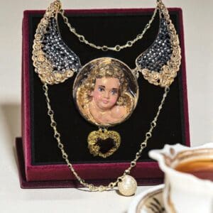 220 Baroque Massive Cherub Black Necklace Collar