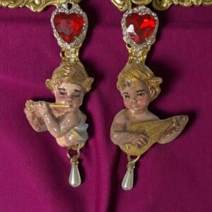 SOLD! 231  Baroque Musical Cherubs Hearts Earrings Studs