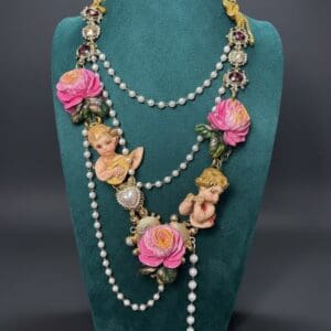 SOLD! 247 Musical Cherubs Baroque Floral Necklace