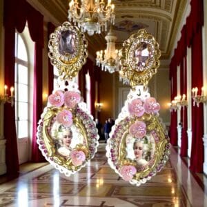 SOLD! 252 Marie Antoinette Cameo Long Earrings