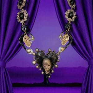 262 Art Deco Face Enamel Necklace