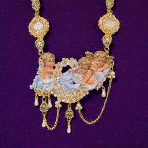 SOLD! 271 Baroque Cherubs Floral Statement Necklace
