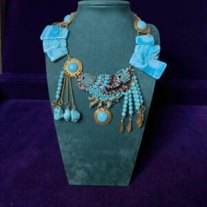 284SOLD!  Art Jewelry Genuine Turquoise Bird Spectacular Necklace