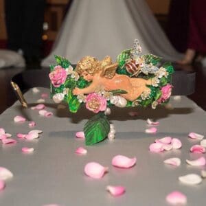 SOLD! 290 Baroque Sleeping Cherub Floral Waist Stretchy Belt