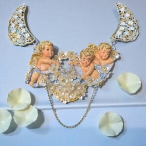 287 Baroque Bridal Cherubs Baby Blue Necklace