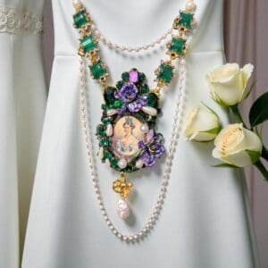 294 Marie Antoinette Style Cameo Iris Statement Necklace