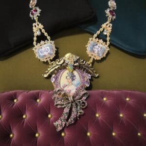 SOLD! 295 Marie Antoinette Style Cameo Bow Statement Necklace