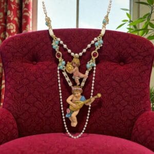SOLD! 304 Baroque Double Musical Cherubs Pearl Necklace