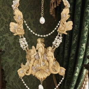 SOLD! 309 Renaissance Birth Of Venus Resin Massive Statement Necklace