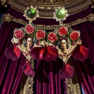 SOLD! 313 Frida Kahlo Cameo Petals Studs Earrings