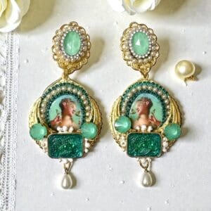 SOLD! 317 Young Marie Antoinette Juicy Green Earrings Studs