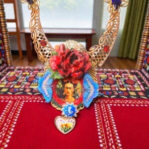 SOLD! 326 Frida Kahlo Large Rose Statement Necklace