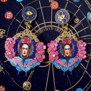 324 Frida Kahlo Blue Evil Eye Earrings Studs