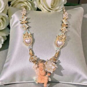 328 Baroque Hand-Painted Pod Vases Cherub Angel Necklace