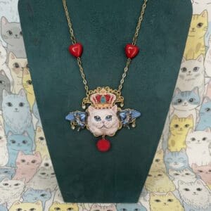 354 Cat Lovers Adorable Cat 3D Effect Necklace