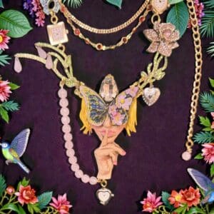 355 Art Nouveau Lady-Butterfly Hush Hush Necklace