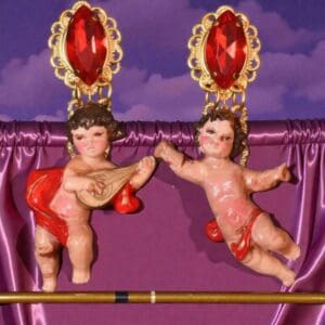 SOLD! 348 Baroque Small Cherubs Musical Angels Earrings Studs