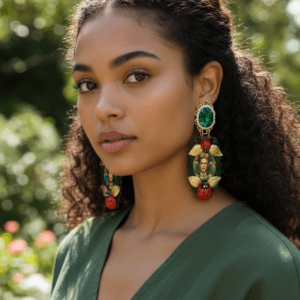 372 Frida Kahlo Ladybug Cameo Earrings Studs