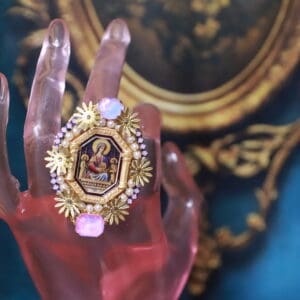 416 Religious Lily Virgin Mary Cameo Adjustable Ring