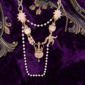 410 Iridescent Moon Irregular Statement Necklace