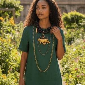 407 Baroque PU Leather Choker Leopard Statement Necklace