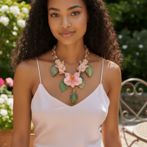 406 Baroque Cherubs Orchid Statement Necklace