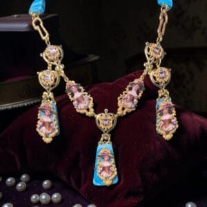 SOLD! 427 Baroque 3D Effect Enamel Royal Statement Necklace