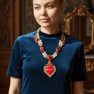 425 Baroque Sacred Heart Pearl Statement Necklace