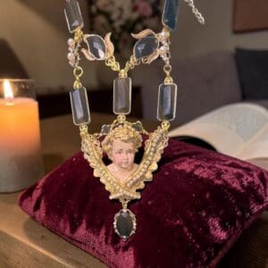 424 Baroque Cherub Winged Statement Necklace